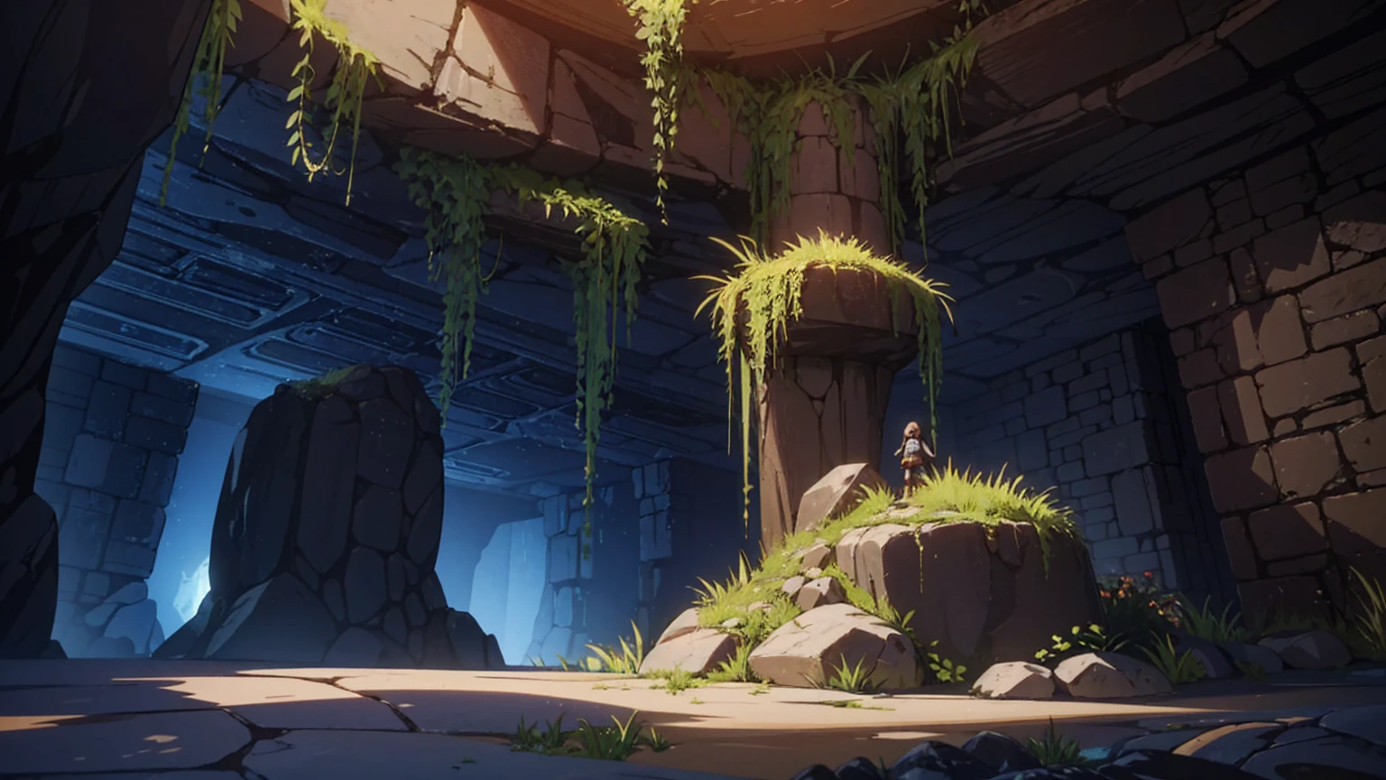 Deep cave dungeon background,masterpiece,game CG,anime,Unmanned, no human,background,,,Soil, rock surface, indoor