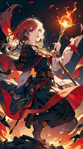 Offensive witch, attack, staff, magical, fantasy, blood, war, summer, anger, Psychedelics effects, red