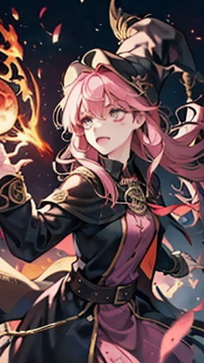 Offensive witch, attack, staff, magical, fantasy, blood, war, summer, anger, Psychedelics effects, pink
