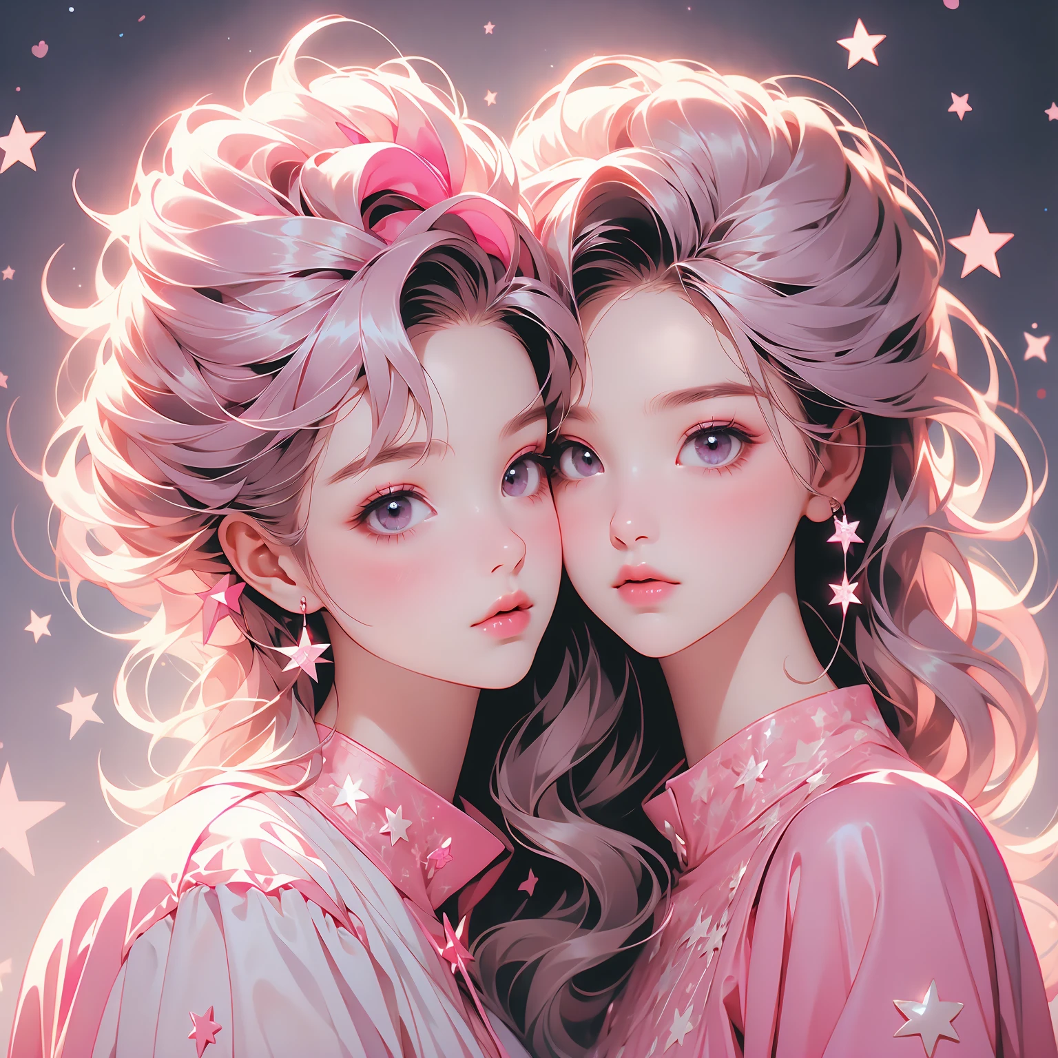 pink,Star,Pentagram,Lucky girl,pink背景为主体,Hair smoothness,Hair with softness,Warmth