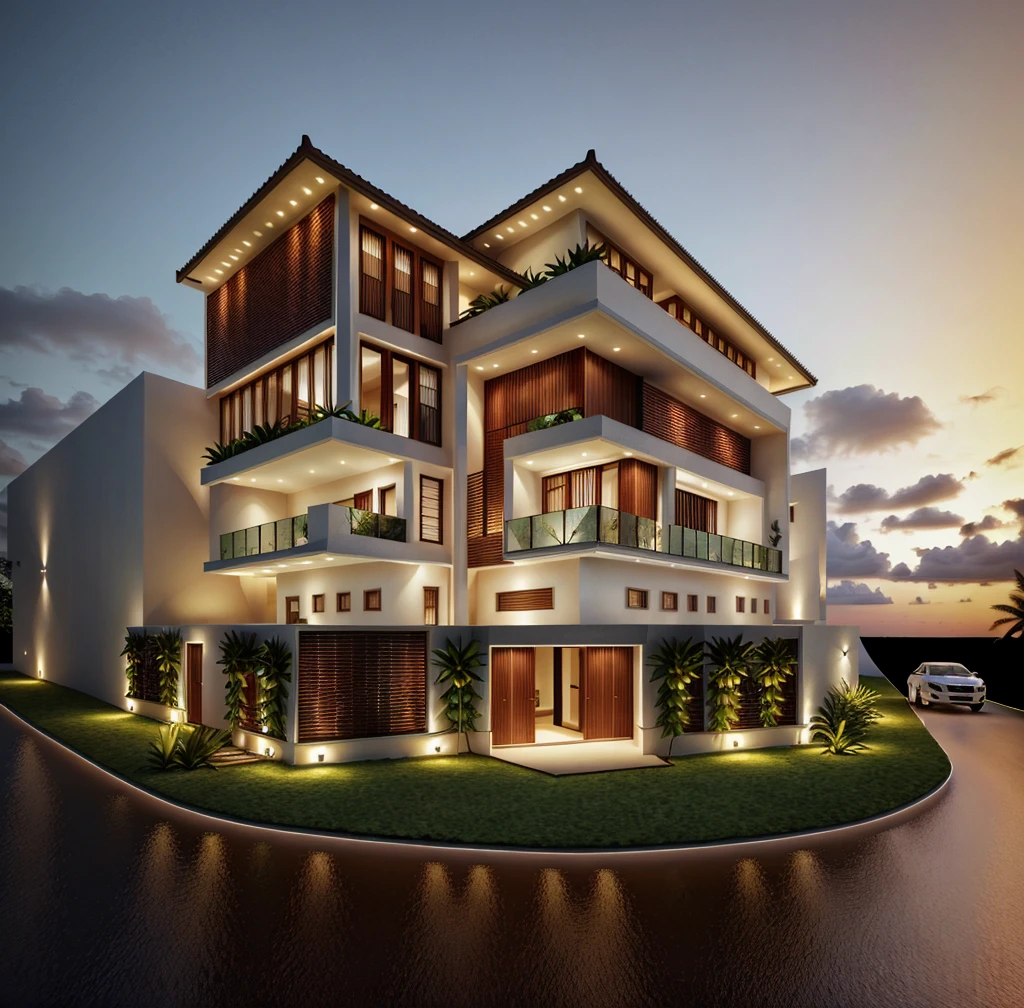 Tropical Villa, luxury style, 3dsmax render, realistic photo, rendering photo