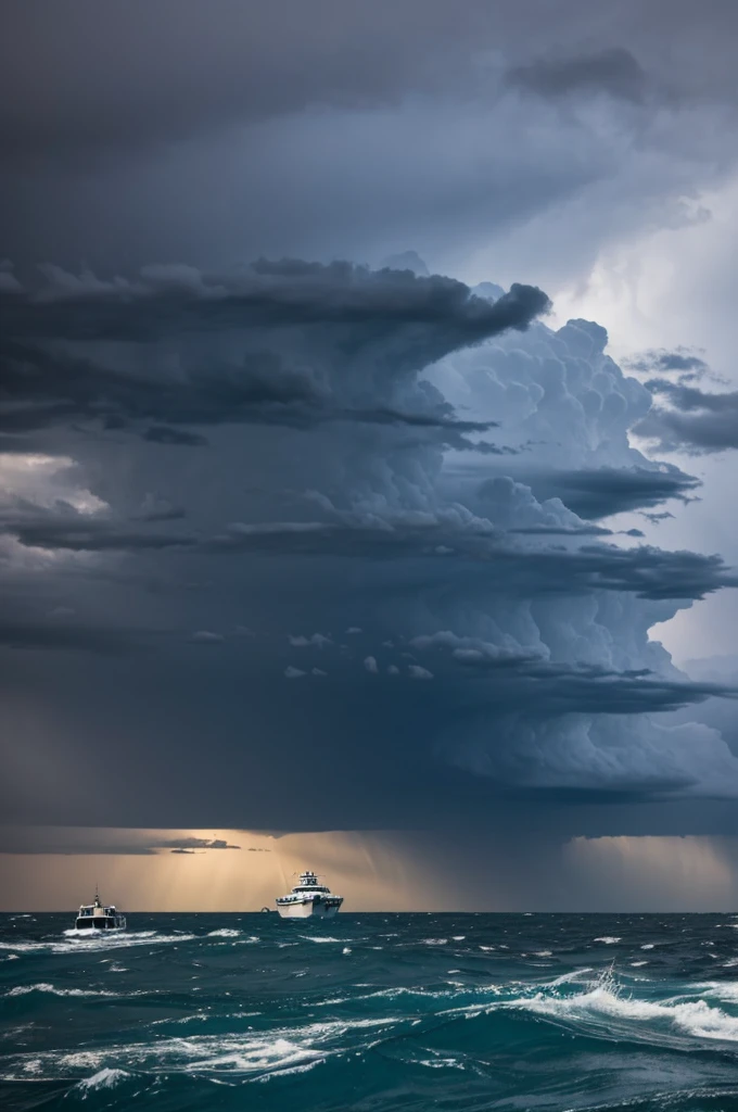 Boat in storm crossing the Bering strait