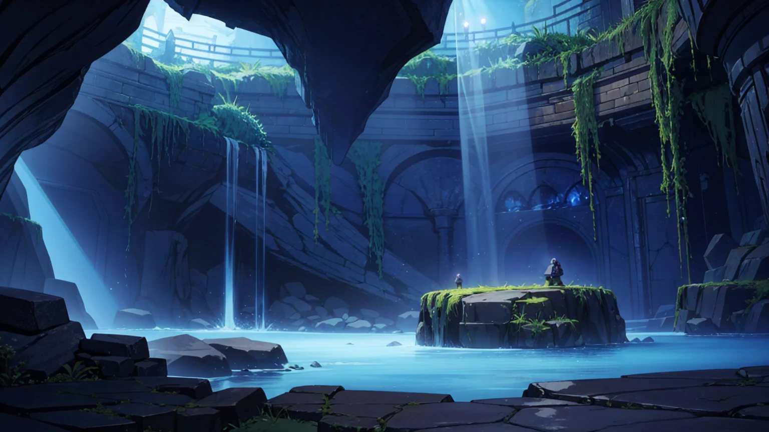 Deep cavern dungeon background with no sunlight,masterpiece,game CG ...