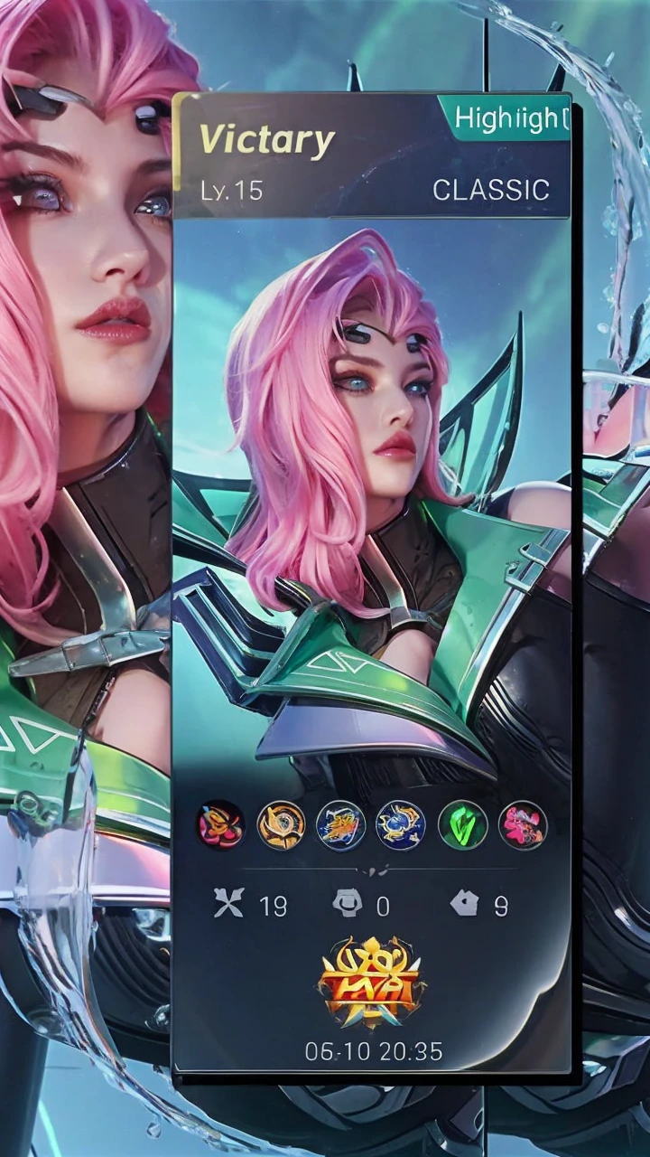 Best Quality, 1girl, kda, solo, long hair, short hair hair, dress colour green and black