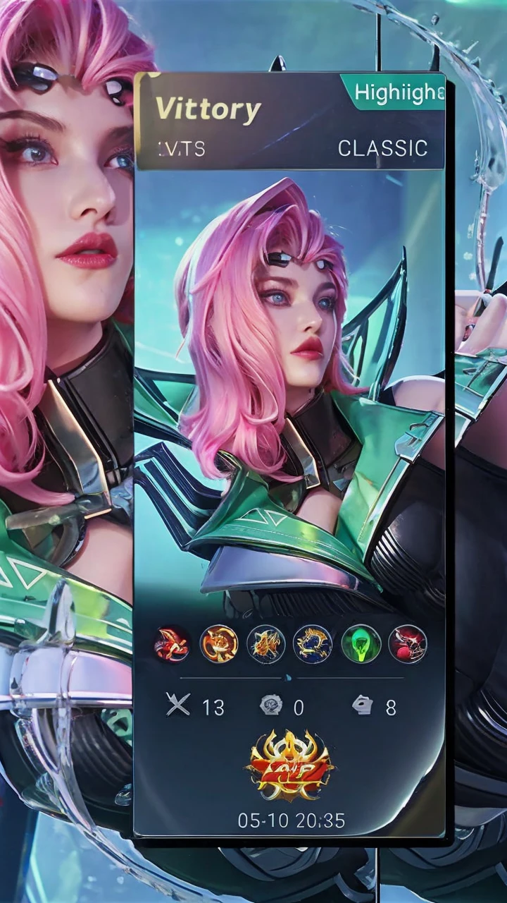 Best Quality, 1girl, kda, solo, long hair, short hair hair, dress colour green and black