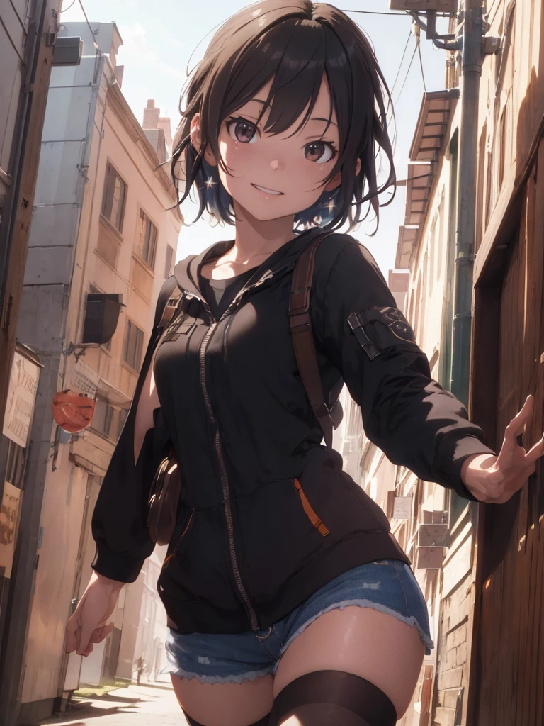 Highly detailed CG Unity 8k wallpaper, Realistic, Guido Daniele's hands in a kimono_Clothes, Sitting on a wooden bridge, sakuramon, Printed kimono, Stone brick road, Wet roads, geta, Two-toed socks, Ray Chase,reflection, Small Bag, Long kimono on the shoulders, honor, Top View
