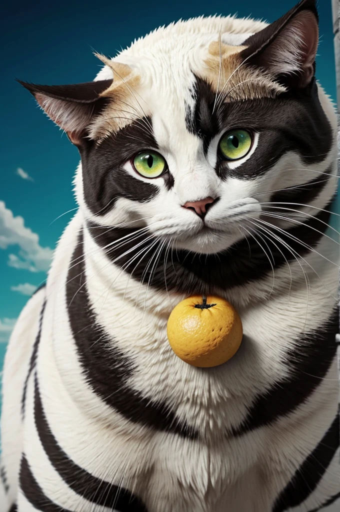 Captura de pantalla de Boku no hero academia
Gato blanco con manchas negras y naranjas, tiene un ojo Azul y el otro verde, es peludo y suave
