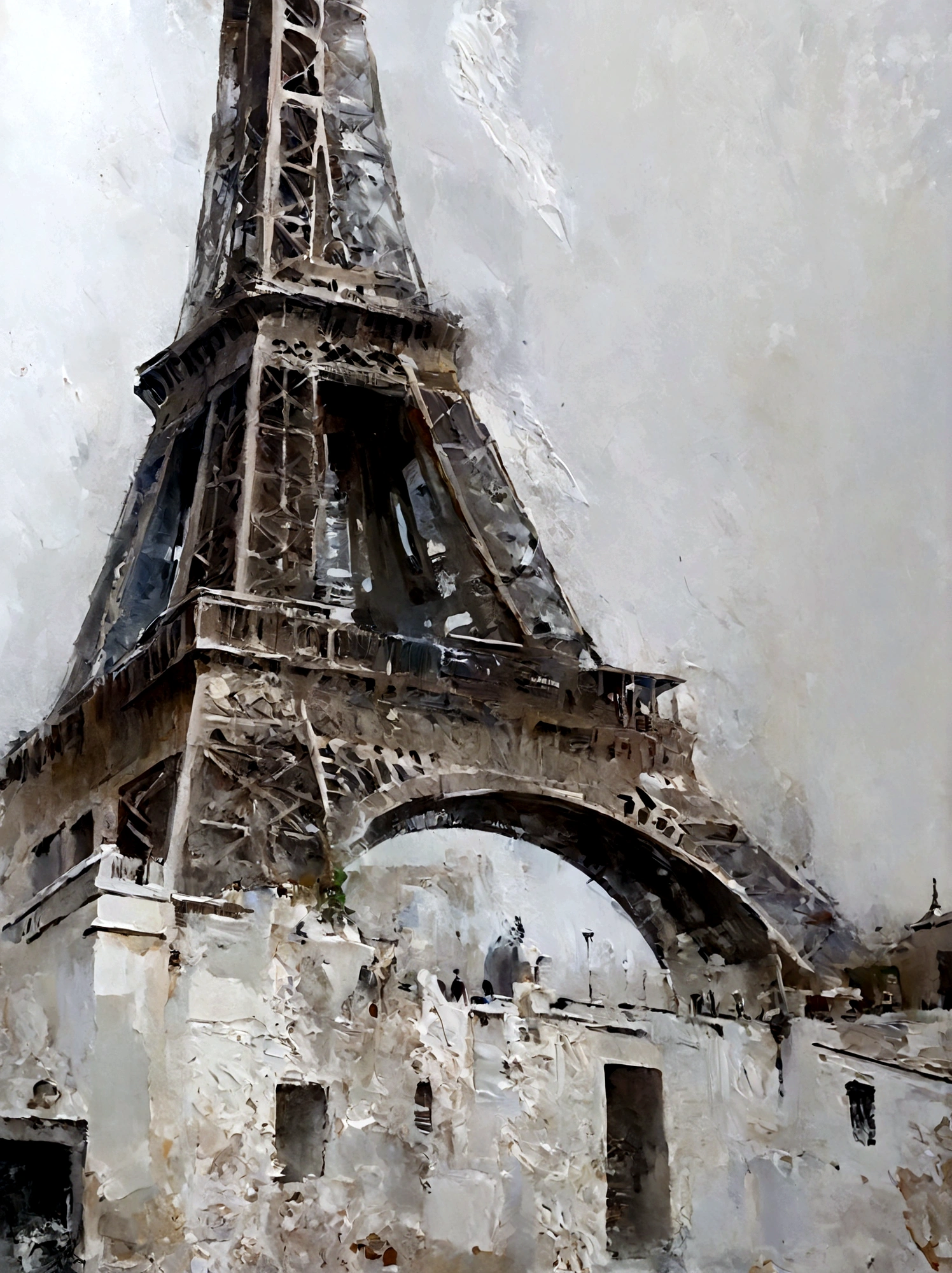 Eiffel Tower,Color portrait,bright,White background,real,emotion,Thick textured paint,