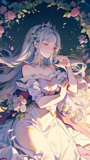 Sleeping Beauty, briar, roses, thorns, bushes, sacrifice, spring, pastel iridescent flowers,