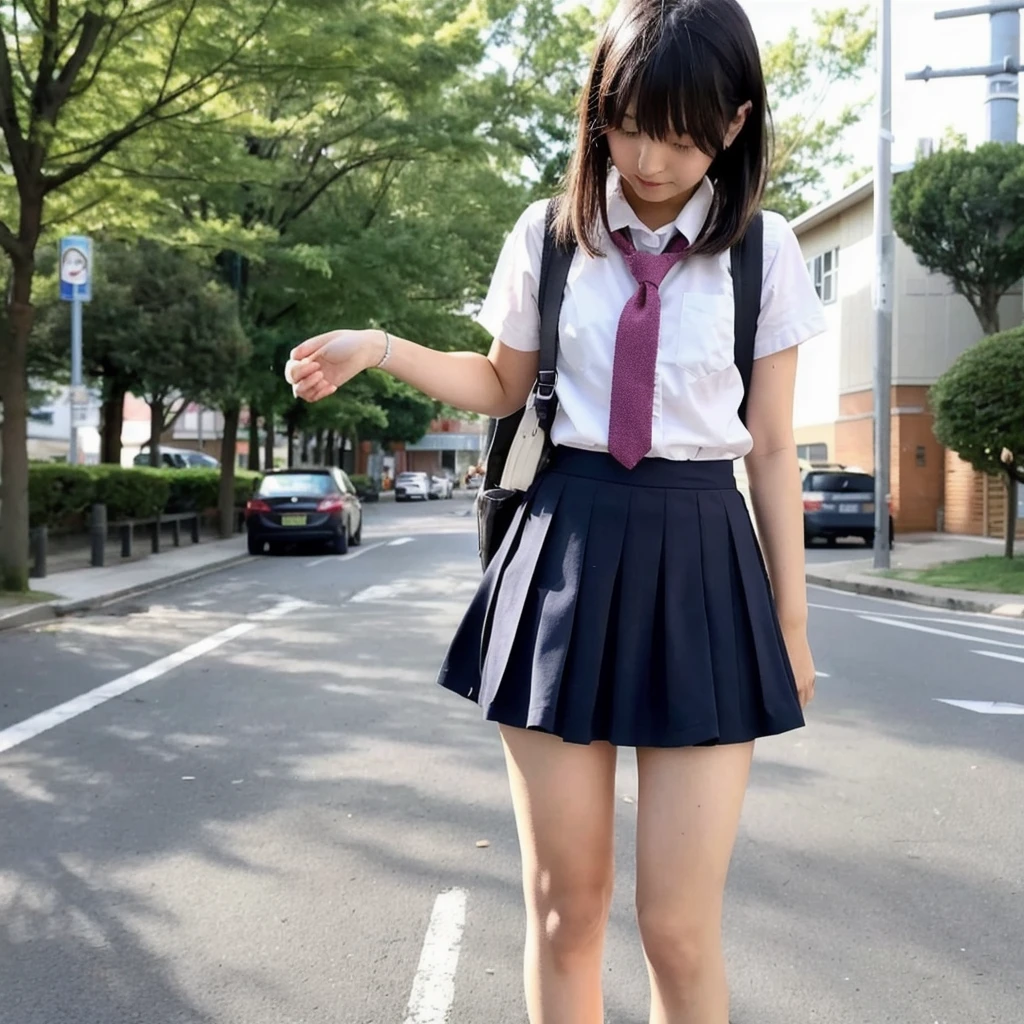 Japanese、、mini skirt、Reflecting the entire body