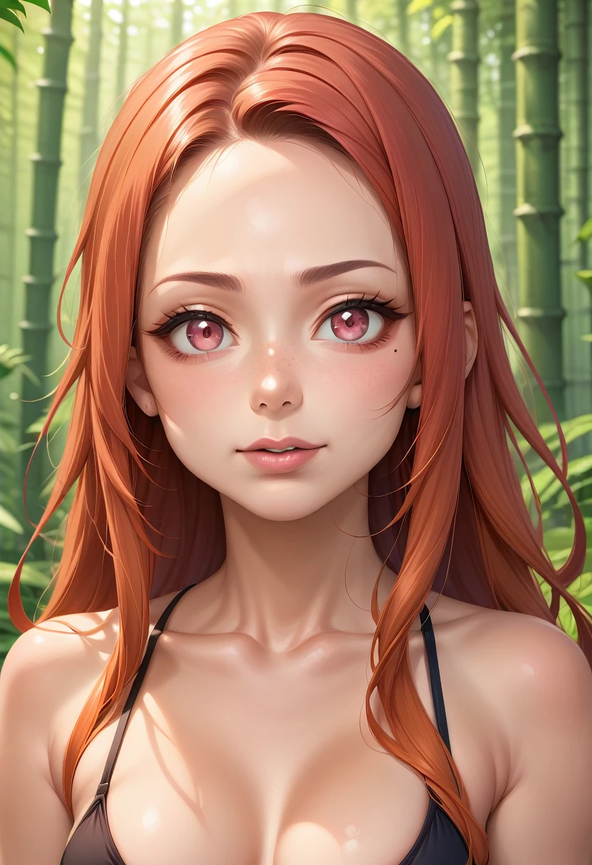 (score_9, score_8_up, score_7_up, source_cartoon:1.2), ai-generated, intricate details, (masterpiece:1.2), (best quality:1.2), newest, (Capture Natural Skin Details:1.2), Perfect anatomy, (SkinDetail:1.2), (Realistic Skin Textures:1.2), (Cinematic Realism:1.2), (Maximize Detail Slider:1.3), Nezuko Kamado from Demon Slayer depicted in the style of Ukiyo-e woodblock prints, featuring a fierce expression with a traditional bamboo muzzle, standing in a moonlit bamboo forest. Detailed, traditional Japanese folklore aesthetic, cinematic lighting, high resolution, Golden Ratio Face, Super Beautiful Face, Detailed Eyes, Symmetrical Facial Features, Smooth Skin, Refined Face Details, Natural Skin Texture, Hasselblad X2D 100C+XCD 2,5/90V IOS 400 F/2.5, Film Style.