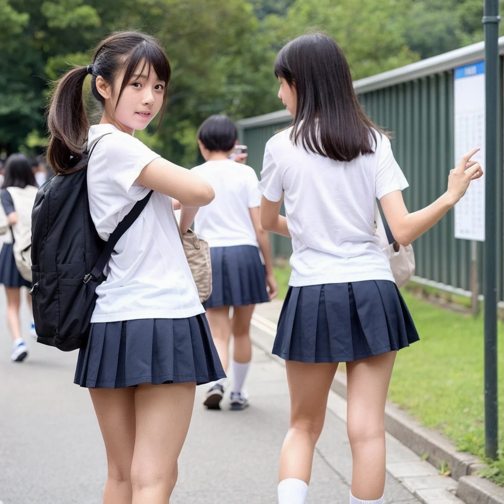 high school girl、uniform、Japanese、mini skirt、Big Ass、There