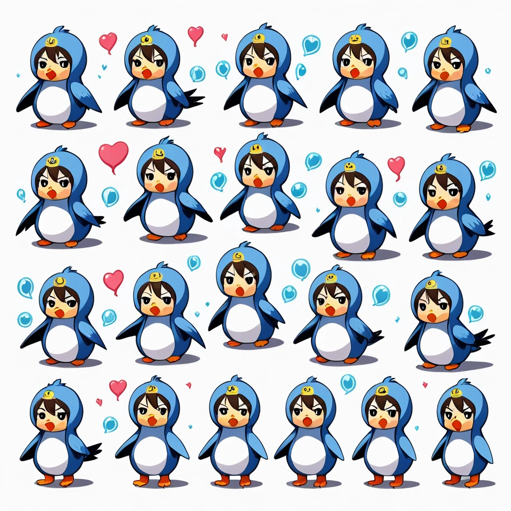 A lovely , screenshot, mori kei,
duckcore plush doll art, exaggerated poses, happy, angry, sad, cry, cute, expecting, laughing,
disappointed, exaggerated movements, various expressions and movements, sticker art design, white background, style cute