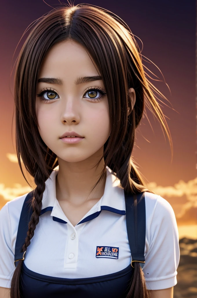 Anime style Boku No Hero Academy 16 year old girl, pelo marron oscuro, ojos color chocolate claro, lunar al lado de la boca, muchos lunares