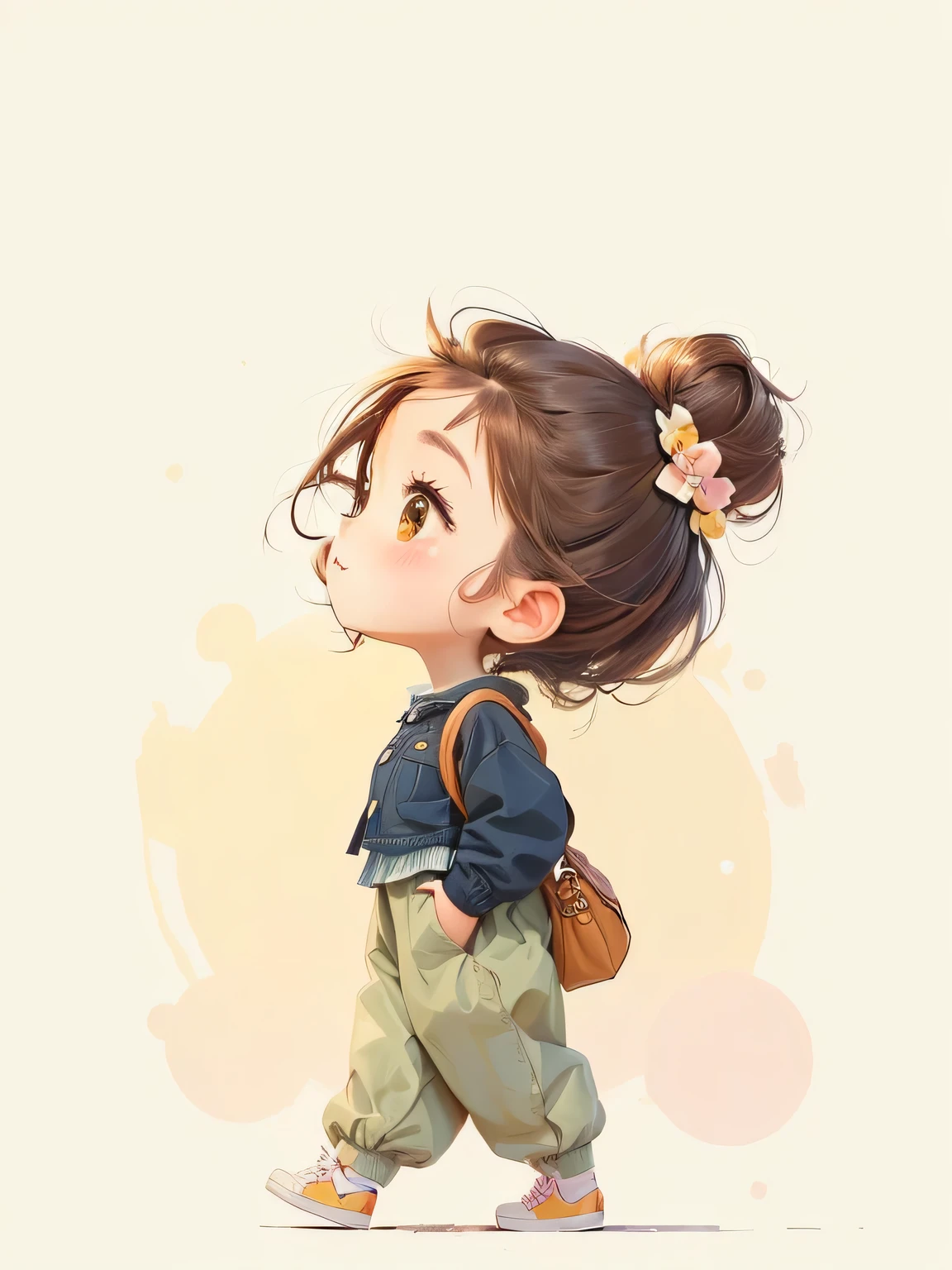 cartoon girl walking on the street with a bag, Lovely art style, Lovely and detailed digital art, Cute digital painting, Cute digital art, Cute cartoon characters, Profile portrait of cute girl, Realistic cute girl, Cute illustrations, A beautiful artistic illustration, Portrait of a cute girl, Portrait of cute anime girl, Cute kawaii girl, Lovely portrait, Lovely characters, Lovely detailed artwork