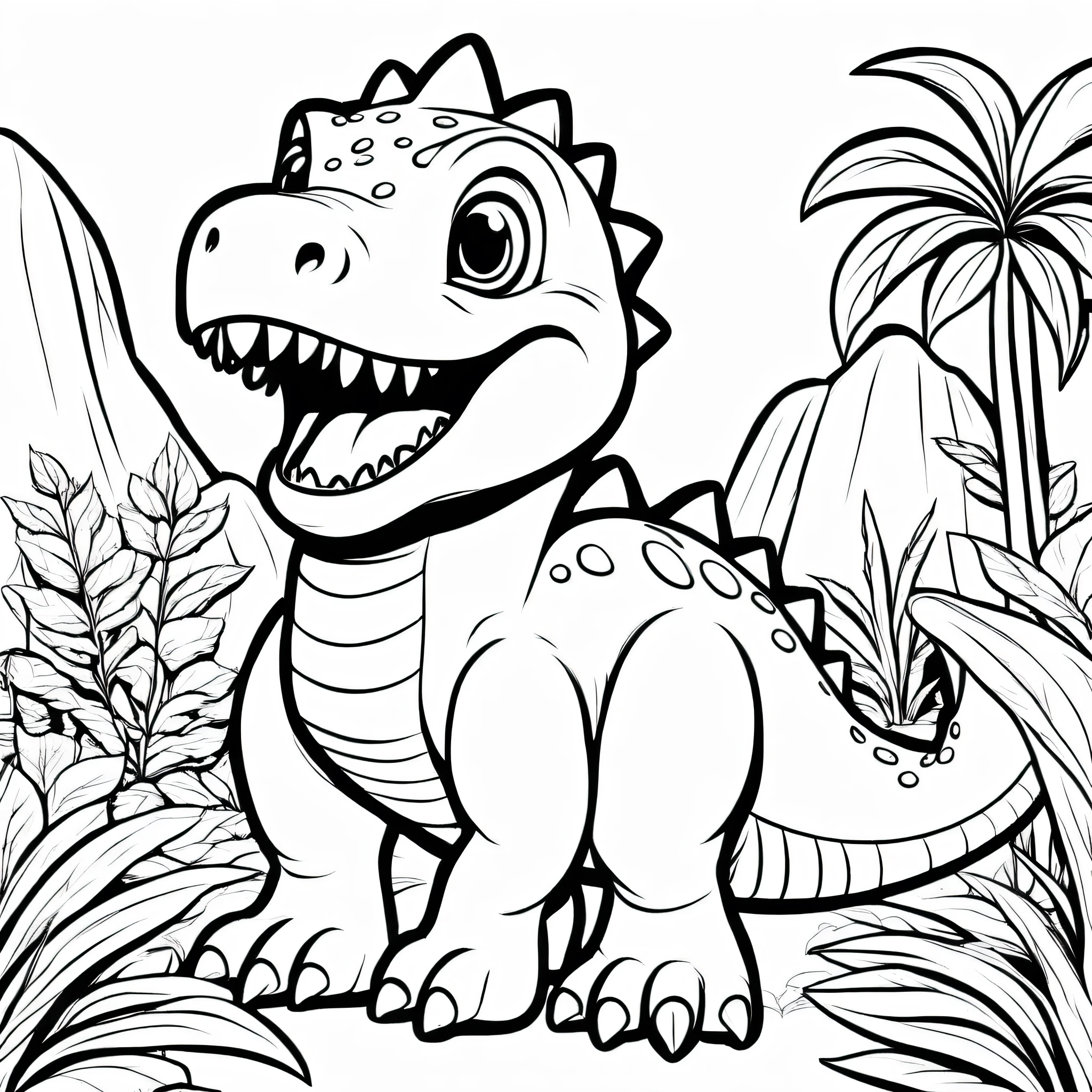 A cute Dinosaur, cartoon,
,Coloring Book, ColoringBookAF,