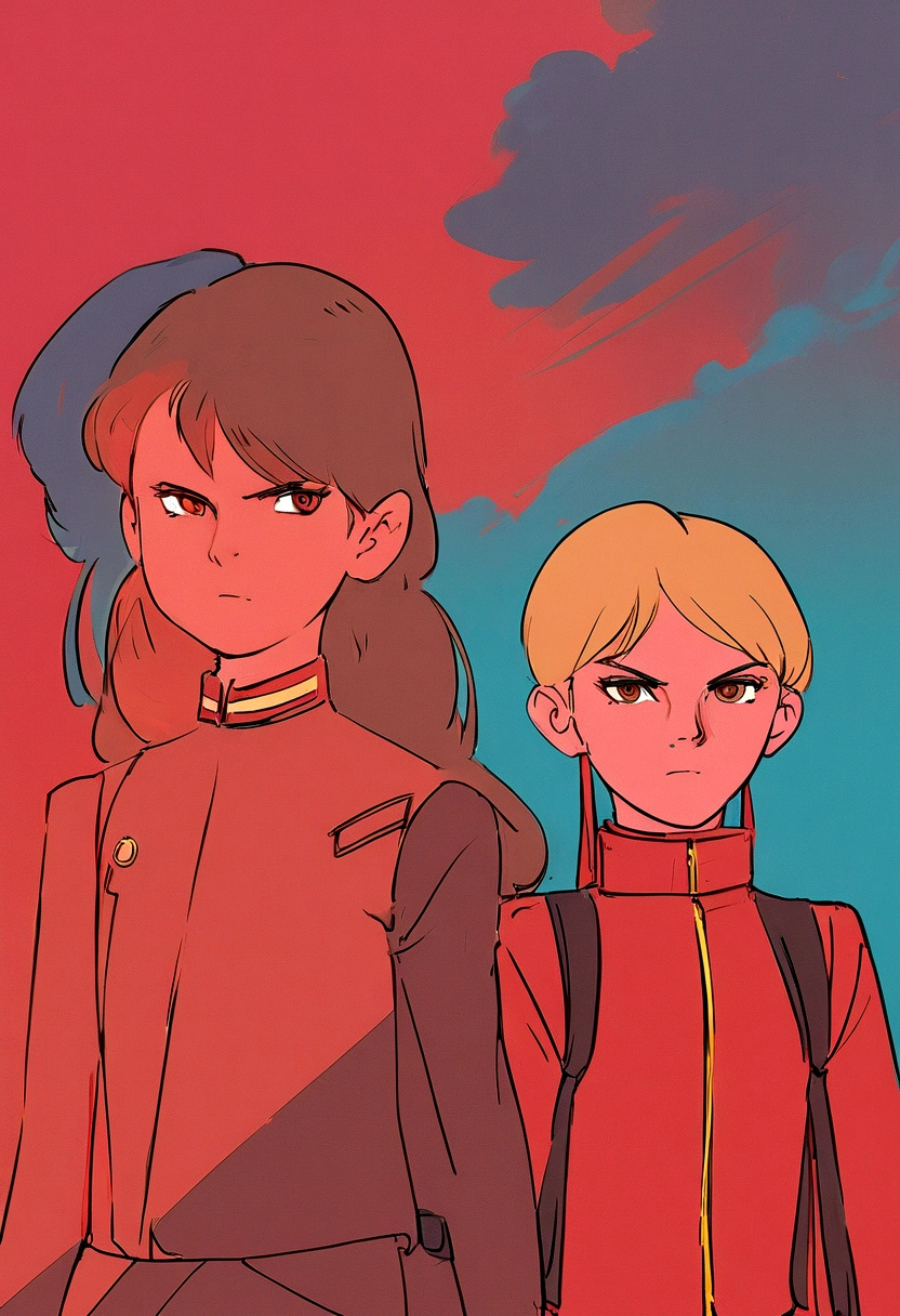 (superflat, flat shading, flat colors:1.1), (soviet propaganda poster), young teenl, slim, , red swimsuit, serious, red sunset, communist revolution, bolsheviks, red banners, volumetric lighting, soft light, bright, colorful, sketch