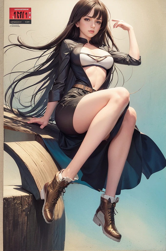 ((masterpiece)), (best quality), (cinematic), (watercolor painting), 1girl, solo, a woman in a white shirt and high waisted shorts, large breast, chubby, martin ansin, martin ansin artwork, moebius + artgerm, beautiful comic art, joao ruas, by José Comas Quesada, Snow White , inspired by Vincent Lefevre, jamie mckelvie comic art, milo manara style, full body, cleavage,