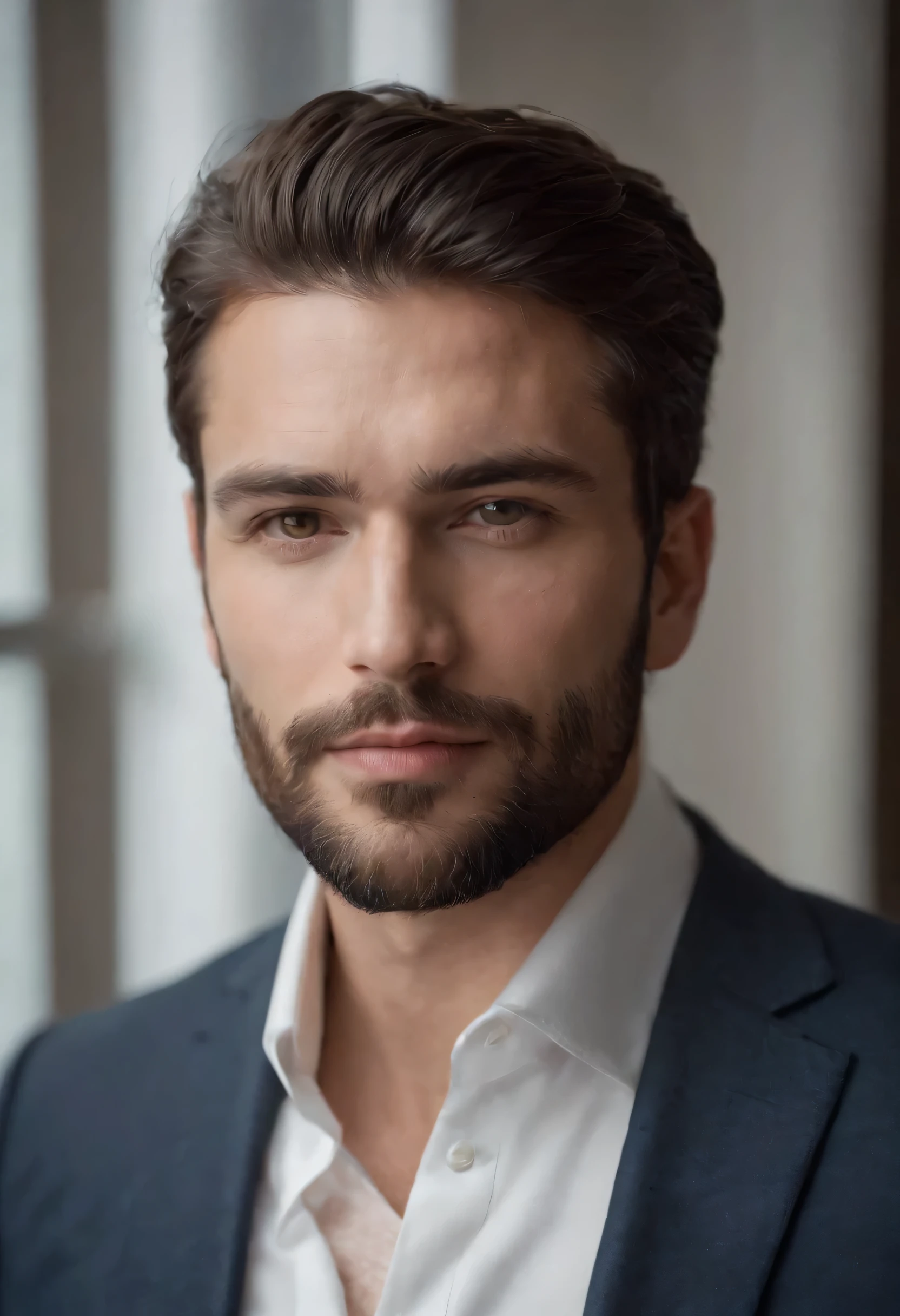 Homem lindo de terno , barba linda , cabelo curto, homem y executivo, terno preto