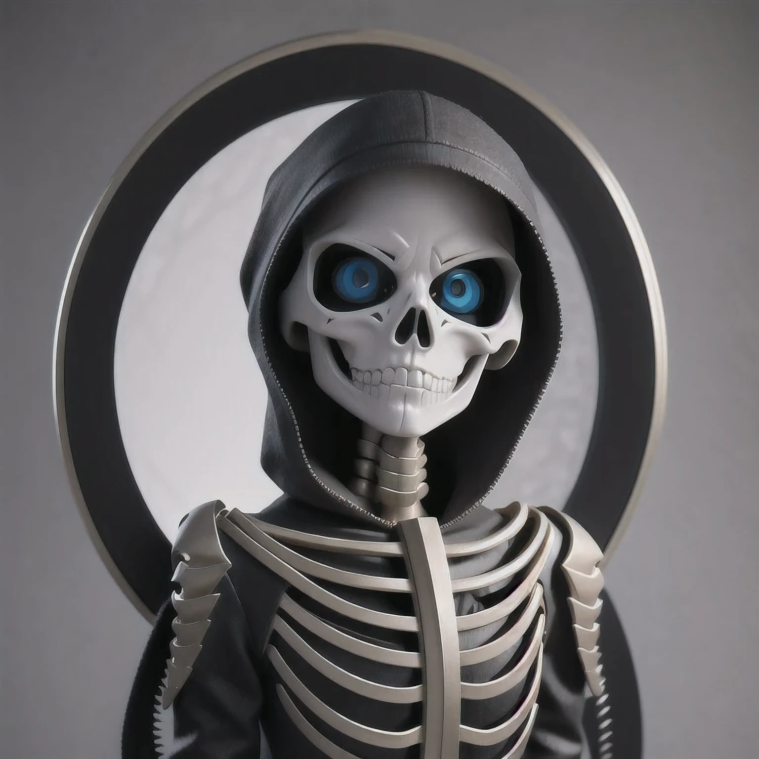 a close up of a person in a hoodedie standing in front of a clock, techwear occultist, dystopian sci-fi character, epic scifi character art, dark cyberpunk illustration, dark high-contrast concept art, dark futuristic, symmetric concept art, dark hooded wraith, skeleton with flower in hair standing against grey background, anatomically correct skeleton, skeleton girl, skeleton, skelleton, skeletal, half woman half skeleton, anatomically accurate skeleton, thin skeleton, skull bones flowers, fleshy skeletal, titanium skeleton, cute skeleton, fleshy skeletal body, flowers grow from the body, human skeleton, female death, highly detailed skeleton，epic sci - fi character art, epic sci-fi character art