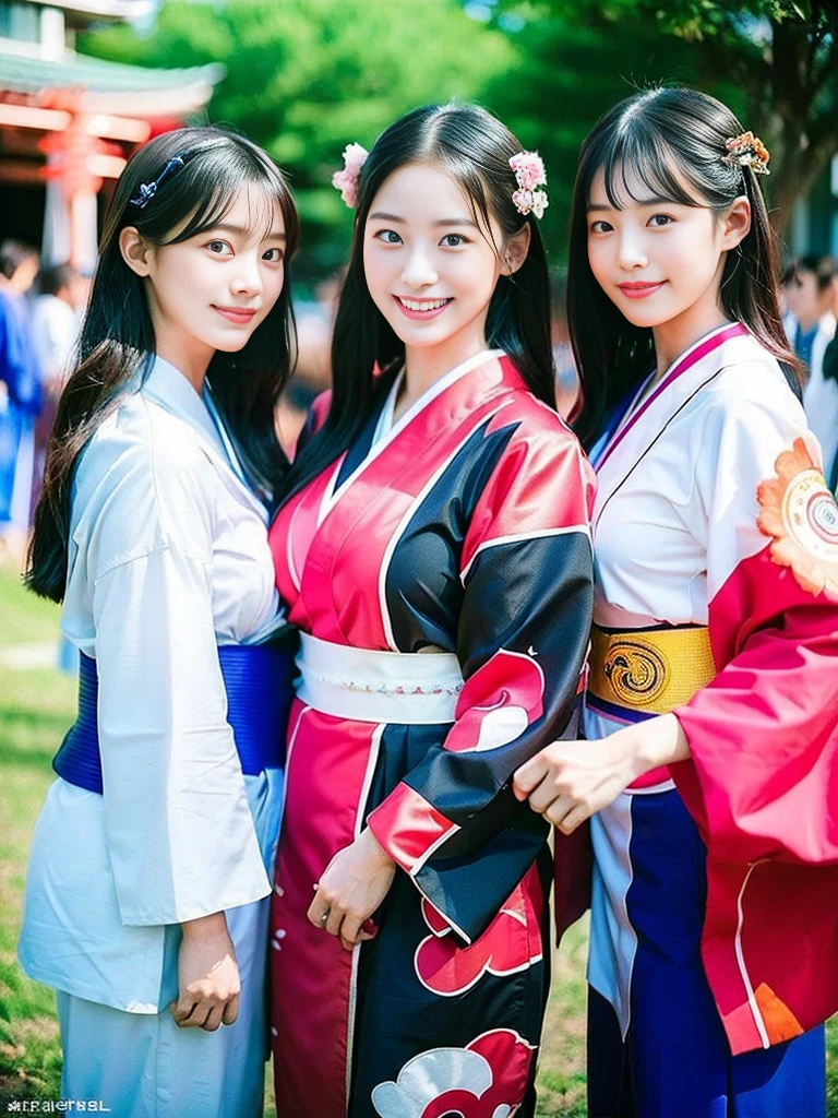 (Super cute Korean gal high school girls duo taking photos side by side 1.2)(grin,Smile)(Beautiful Sweat:1.1)(16k, RAW Photos, highest quality, masterpiece: 1.2),(Mr.々Beautiful black hair with a simple hairstyle:1.2) Super detailed, Super Resolution, (Genuine, Genuine photos: 1.37), Portraiture, High-resolution RAW color photos, Professional photos, Very detailed, 8k wallpaper, Very detailed CG Unity 8k wallpaper, Very detailed beautiful girls, Very detailed faces, ((whole body)), beautiful woman, Huge breasts,(huge boobs:1.1) (Big Boobs:1.1),high school girl, Korean Girls,(K-POP Female Idols), (Idol-class beauty)(Beautiful high school girl:1.1)(屋台がいっぱいあるshrineの夏祭り:1.2)(18-year-old)(Stylish kimono-style outfit:1.1)(Group photo:1.3)shrine,yukata,