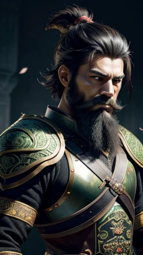 Oriental、古代中国の衣装を着たmale性、((古代中国の髪型male性))、Three Kingdomultiple warlords、highest quality、masterpiece、Ultra-high resolution、(Realistic:1.4)、Game Poster、Crisp and beautiful image quality、Long beard、(I put a cylindrical box on my head)、male ,whole body ,(green metal armor, metal dragon head on the shoulder, Holding a sword, (Skin of color, ),(long heavy black beard):1.2), (green metal armor with intricate pattern:1.2), gloves, Long trousers, (Very detailed, bloom:1.5), (highest quality, Concept Art, 4K), (analog:1.2), (high sharpness), (Detailed pupil:1.1), (Painting:1.1), (digital Painting:1.1), Detailed face and eyes, masterpiece, highest quality, (Very detailed写真:1.1), 8k, photoRealistic, (Dark Hair Color, Dynamic Short Hair), (Purelos Face_v1:0.2), [:(Detailed face:1.2):0.2], sharp, Realistic, Realistic Shadow, (Chinese castle background:1.2), elder, 65 years old,