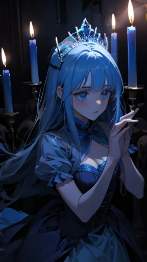 Princess, blue candles, haunting, mysterious, imprisoned