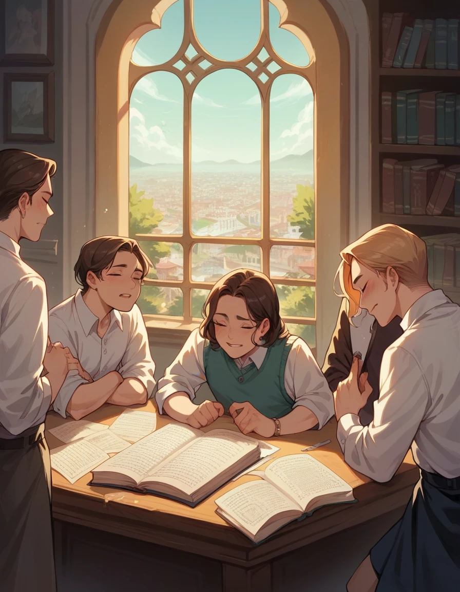 a book on the table containing a beautiful capital city with a beautiful sky, inside there are residential parks and schools, lots of people doing activities