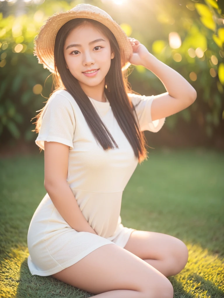 (masterpiece, highest quality:1.2), Hwa Eun Sun, 8K, young cute beautiful curvy filipina girl, tanned skinned, 85mm,Official AR RAW photo, baby face、show me your ears、photo shoot, cute face, thicc thighs, nipa hut, looking at the viewer, embarrassing、smile、no makeup, film grain, chromatic aberration, sharp focus, face light, clear lighting, Ten generations, detailed face, background bokeh、((((((18 year old cute girl)))))), clothes with short sleeves, seductive dress