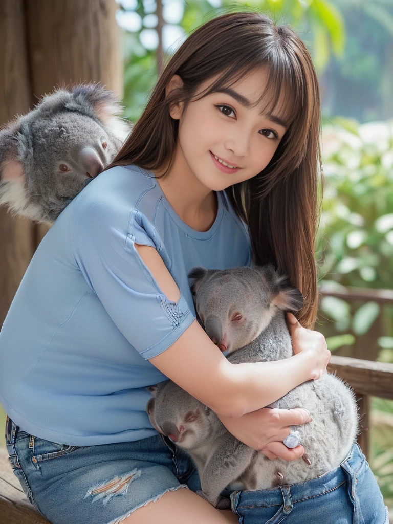((((The composition and angle of the girl is subjective from the viewer's perspective)))、(The girl and the viewer are lovers)、
A girl with a face she only shows to people she trusts、(1 Super sexy and super cute super big Japanese girl), brown hair, Great face and eyes, Tanuki face、Big eyes, Drooping eyes、Long and plentiful毛、thick and large erotic lips,、(wide open chest and high:1.1), Beautiful bigSuper big, Bare Chest, (Amazingly beautiful girl), brown hair,, (highest quality:1.4), (Super detailed), (very detailed CG integrated 8k wallpaper), Very detailed, High resolution raw color photos, Professional photography, Good balance between head and body,(((Super cute smile)))、 Super sexy and super cute mature woman, ((Chubby、A plump, voluptuous, selfish body that looks like it would be comfortable to hug, Round face,Tanuki face、Thick eyebrows、Big eyes。Drooping eyes、Long and plentiful、thick and big erotic and sexy lips、 About 40)), (((Dark brown straight long hair、Long Hair,))) 、Flashy makeup, Fuller lips, Sexy Gaze, (((Raglan sleeve T-shirt、Denim shorts)))、 (((Girl hugging a baby koala))), Looking at the camera, Low angle shooting, Cute duck mouth,((Very precise and accurate anatomy)), (masterpiece:1.43), (((Perfect Anatomy)))、(((Perfect proportions))), Realistic photos, Full Shot, whole body, (height: 148cm), has two legs,Has two arms、has two legs, It should have two arms、Exact finger count)) 、sexual excitement、(((Super big)))、、(((Super big)))、(((Super big)))、(((Super big)))、(((Super big)))、(((Super big)))、A shy and cute smile、(((Super big)))、(((Super big)))、(((Super big)))、(((Super big)))、、(((Super big)))、、(((Super big)))、(((Super big)))、(((Super big)))、(((Super big)))、(((Super big)))、、(((Super big)))、、(((Super big)))、(((Super big)))、(((Super big)))、(((Super big)))、(((Super big)))、A shy and cute smile、(((zoo)))