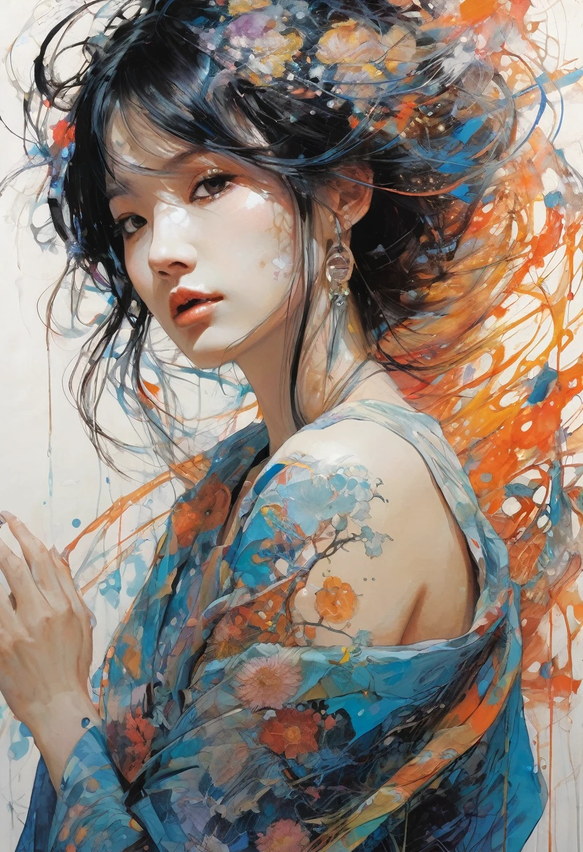 Abstract expressionist painting abstract beauty, centered, (looking at camera), near perfection, dynamic, moonlight, highly detailed, digital painting, artstation, concept art, smooth, sharp focus, illustration, art by Carne Griffiths and Wadim Kashin. Vibrant brushstrokes, bold colors, abstract forms, expressiveness, emotions, official art, unified 8k wallpapers, ultra-detailed, beautiful and aesthetic, masterpieces, best quality, (zentangle, mandala, tangled, tangled), (fractal art: 1.3),extremely detailed, dynamic angles, ((cowboyshot)), vibrant colors, romanticism, by James Jean, Robbie Devi Antonio, Rose Tran, Frances · Bacon, Michal Mraz, Adrian Gurney, Petra Cortright, Gerhard Richter, Takato Yamamoto, Ashley Wood, world ending, ??????? of beautiful, translucent glowing powered ball, outstretched hand to holds,