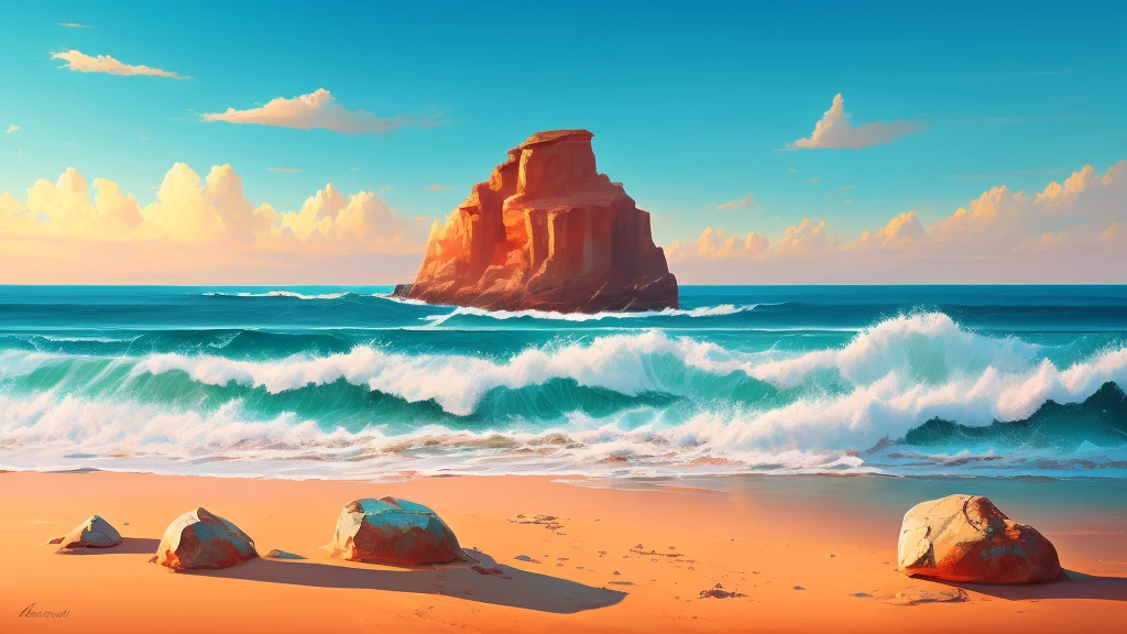 digital art, painting ornaments, paint artifacts, shadows and distraction, toned, masterpiece, cliff, sea, landscape