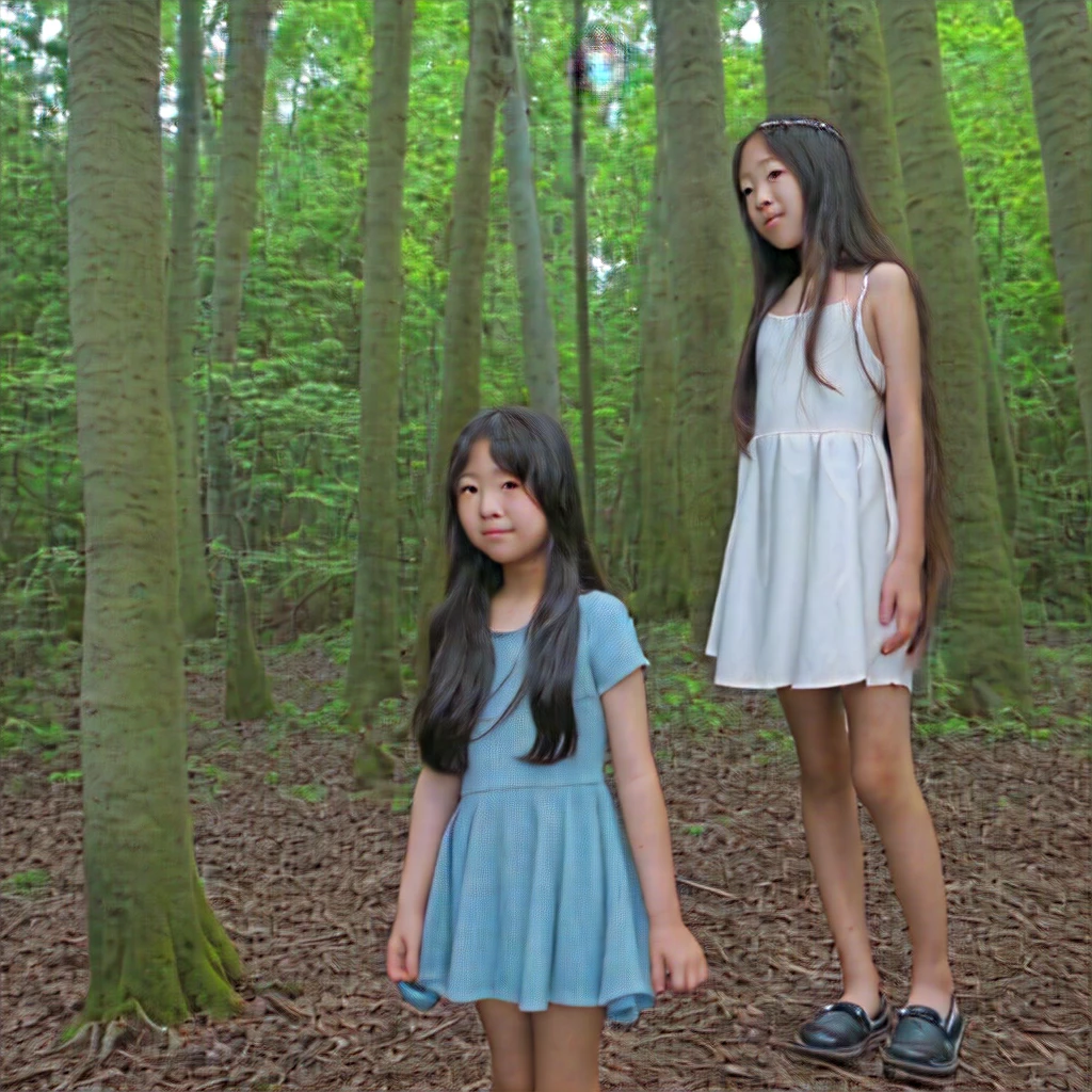 One Girl、(Japanese、 girl、long hair、Small dress)、in the forest