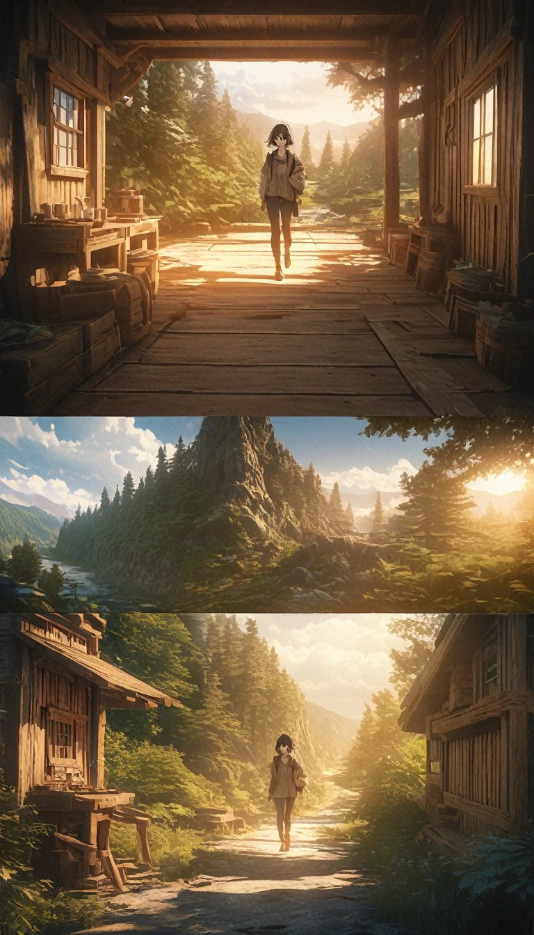 2D images，Comic style，Makoto Shinkai animation style，Makoto Shinkai animation movie art style，There is only one cabin in the forest，Imagine，Ultra-fine，Super detailed，high quality，8K ，oc rendering，Dynamic perspective，Super real，Super realistic，One picture