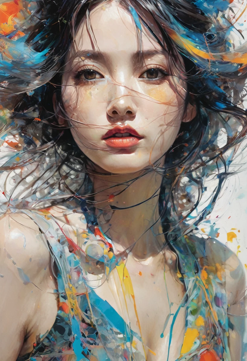 Abstract expressionist Photography abstract beauty, centered, (looking at camera), near perfection, dynamic, moonlight, highly detailed, artstation, concept art, smooth, sharp focus, art by Carne Griffiths and Wadim Kashin. Vibrant brushstrokes, bold colors, abstract forms, expressiveness, emotions, official art, unified 8k wallpapers, ultra realistic photograph, ultra-detailed, beautiful and aesthetic, masterpieces, best quality, (zentangle, mandala, tangled, tangled), (fractal art: 1.3),extremely detailed, dynamic angles, ((cowboyshot)), vibrant colors, romanticism, by James Jean, Robbie Devi Antonio, Rose Tran, Frances · Bacon, Michal Mraz, Adrian Gurney, Petra Cortright, Gerhard Richter, Takato Yamamoto, Ashley Wood, world ending, ecstasy of beautiful wiring, translucent glowing powered prism, outstretched hand to holds,