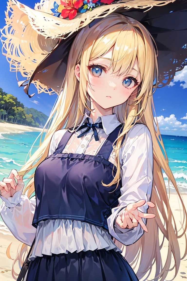 黄色い透明なSwimwear、beautiful girl、Beach、Sandy Beach、Ocean、Swimwear、White、Beachパラソル