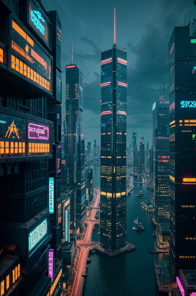 a futuristic city with 1000 cats, science fiction cyberpunk cityscape, skyscrapers, neon lights, floating platforms, flying vehicles, cats roaming the streets, intricate architecture, advanced technology, dark moody atmosphere, vibrant colors, dramatic lighting, cinematic composition, detailed world-building