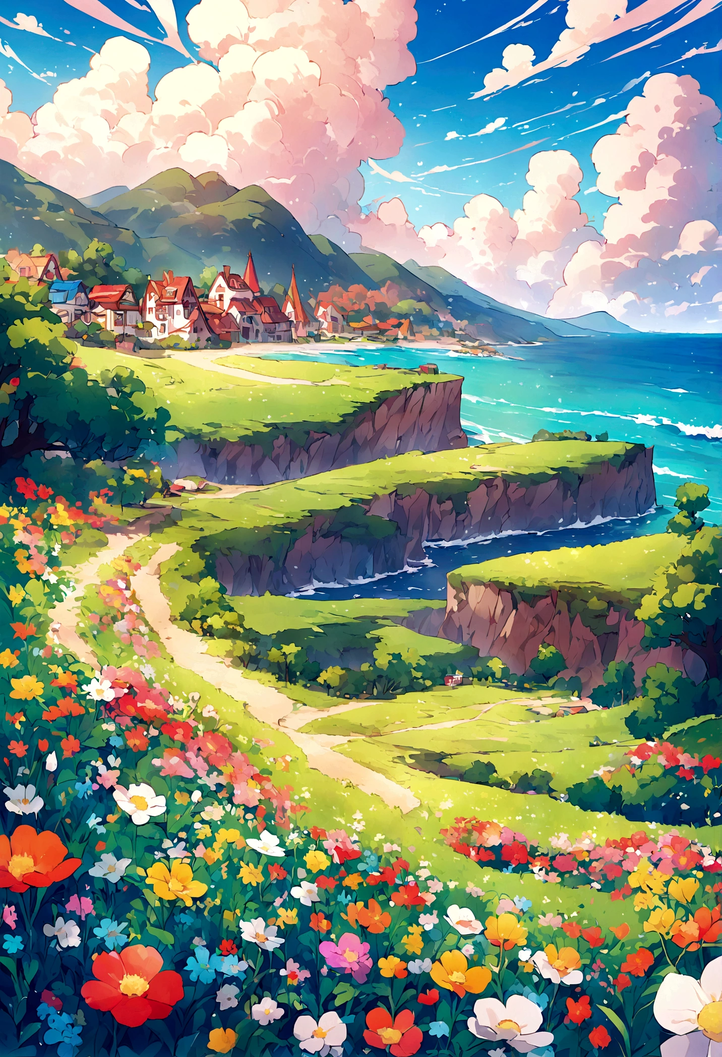 rabbit，sunny，seaside，Colorful landscape