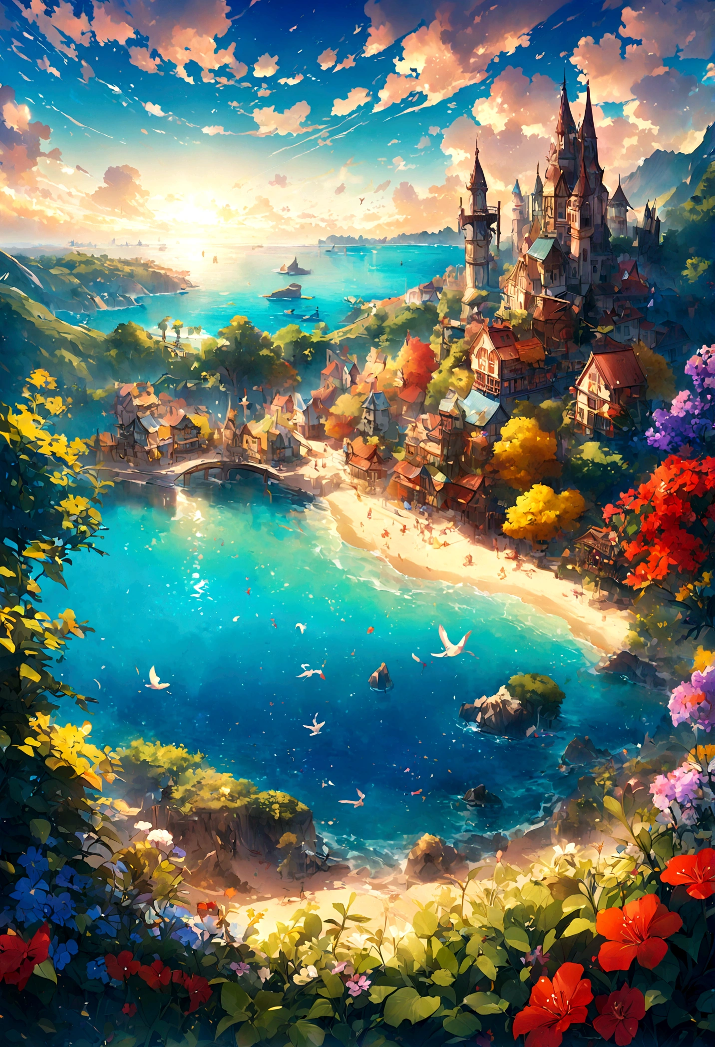 rabbit,sunny,seaside,Colorful landscape