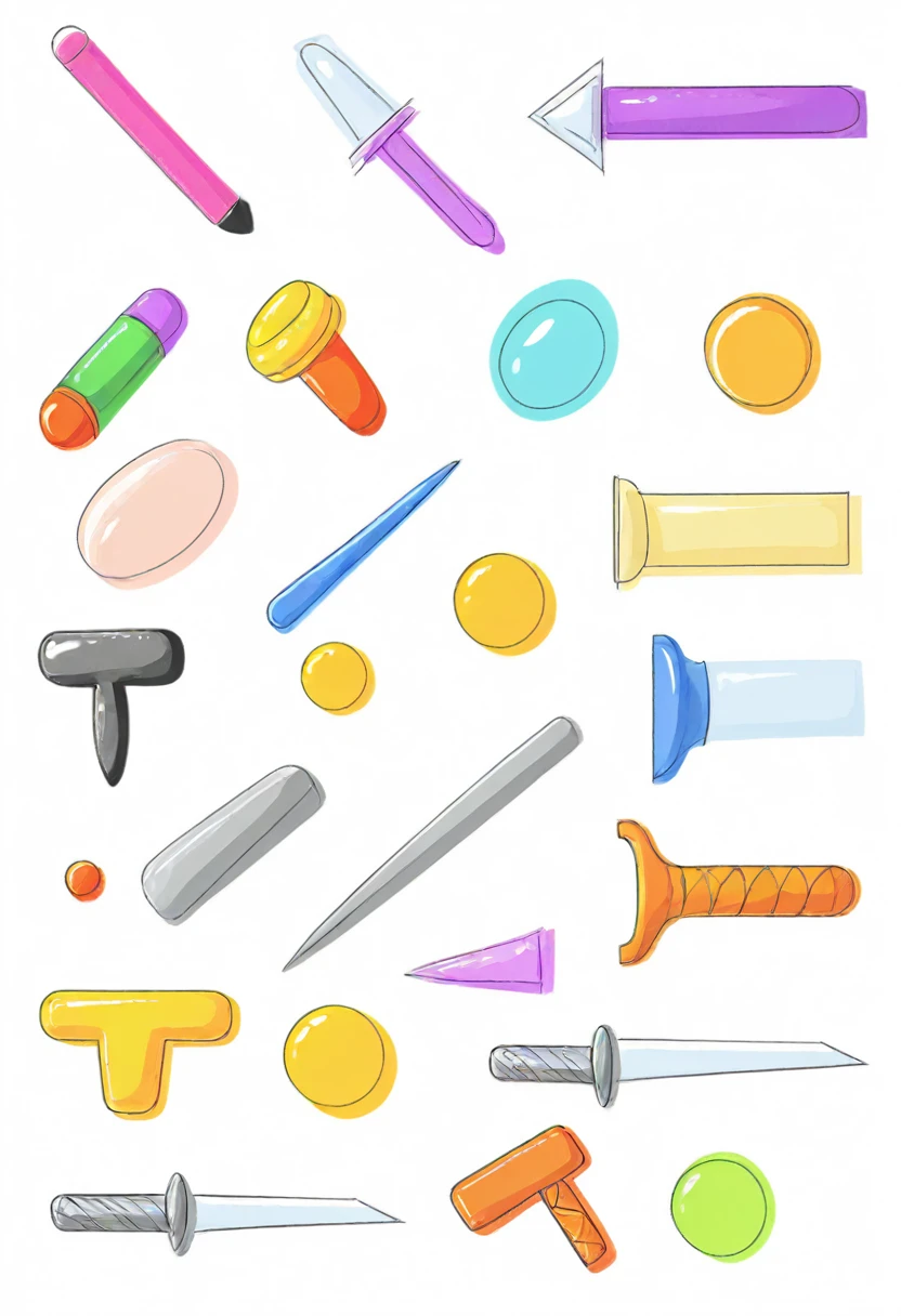 various cartoony weapons,gada, 