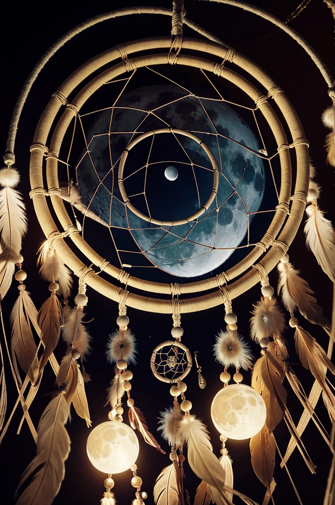 Dream catcher with a moon and Saturn in color