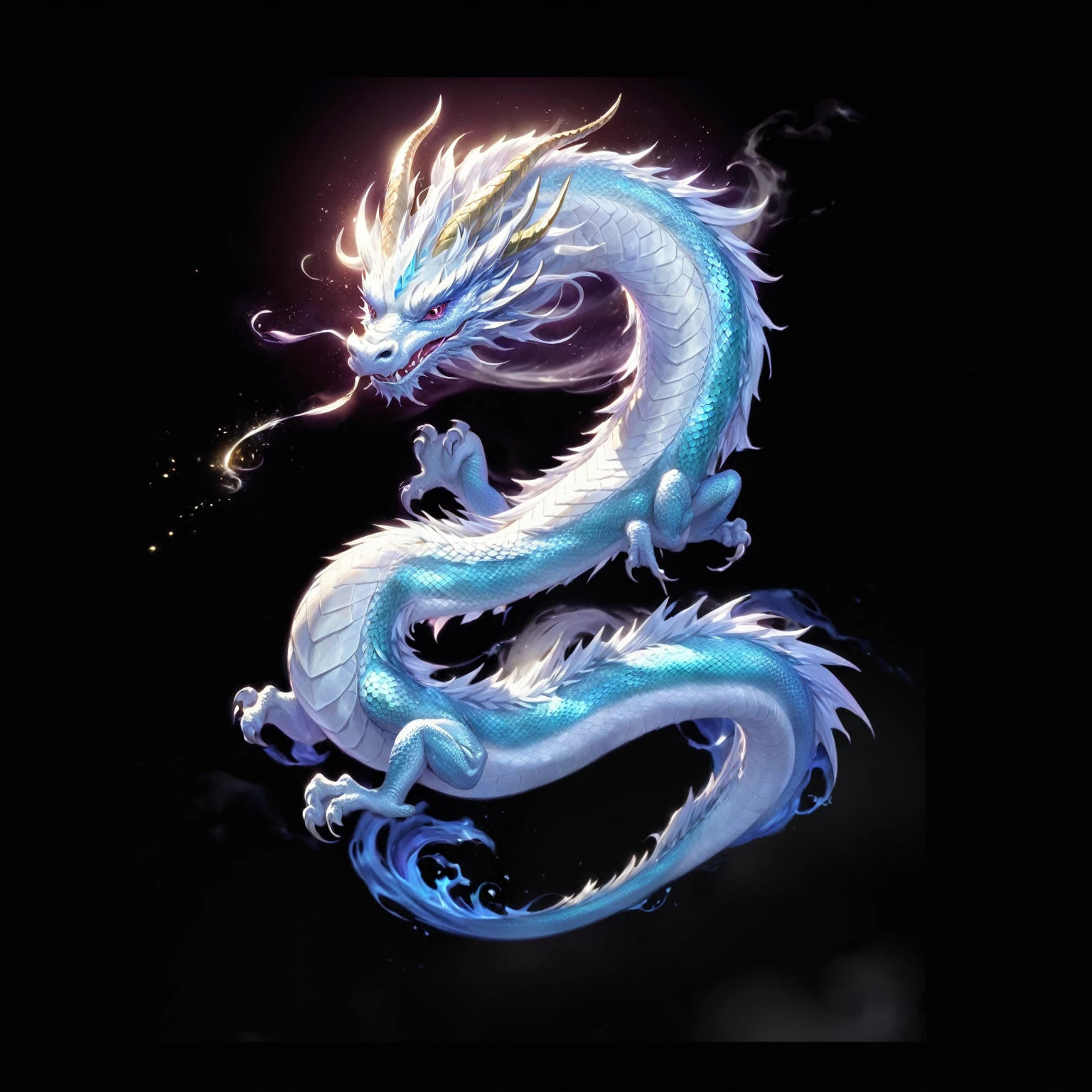 黑色背景中一条发光尾巴的dragon的特写, cyan 中国dragon fantasy, 中国dragon concept art, 水晶dragon, smooth 中国dragon, 传奇dragon, dragon, 蓝色的dragon, 水dragon, 中国dragon, 雄偉的日本dragon, 藍鱗dragon, dragon艺术, 史诗巨dragon, 以dragon为中心, dragon, 水母 凤凰 dragon