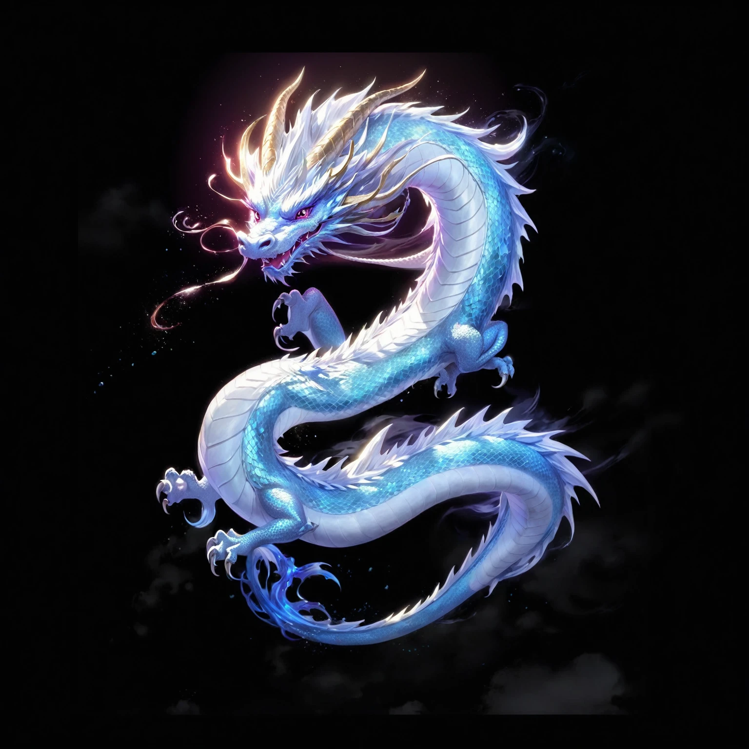 黑色背景中一条发光尾巴的dragon的特写, cyan 中国dragon fantasy, 中国dragon concept art, 水晶dragon, smooth 中国dragon, 传奇dragon, dragon, 蓝色的dragon, 水dragon, 中国dragon, 雄偉的日本dragon, 藍鱗dragon, dragon艺术, 史诗巨dragon, 以dragon为中心, dragon, 水母 凤凰 dragon