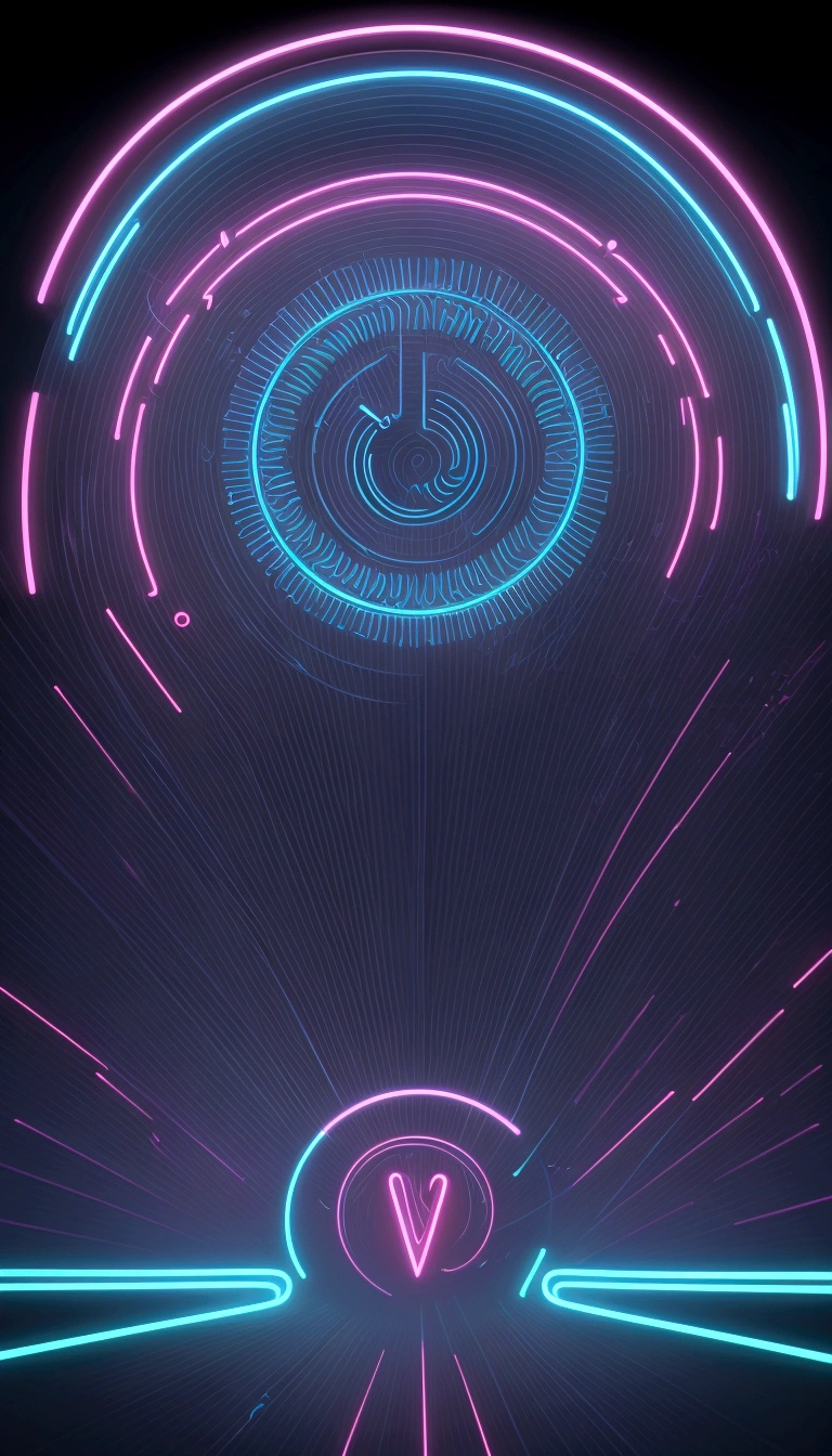Create an image showing a transition from a poorly drawn sine wave to a perfect sine wave. Use neon lines for the sine waves, with colors transitioning from soft blue to bright pink. The background should be dark, like black or dark blue. The image should look three-dimensional, using light and shadow to create depth and volume. The poorly drawn part of the sine wave should be on the left, gradually improving and becoming a perfect sine wave on the right. The neon lines should glow and have slightly blurred edges for a realistic neon light effect.