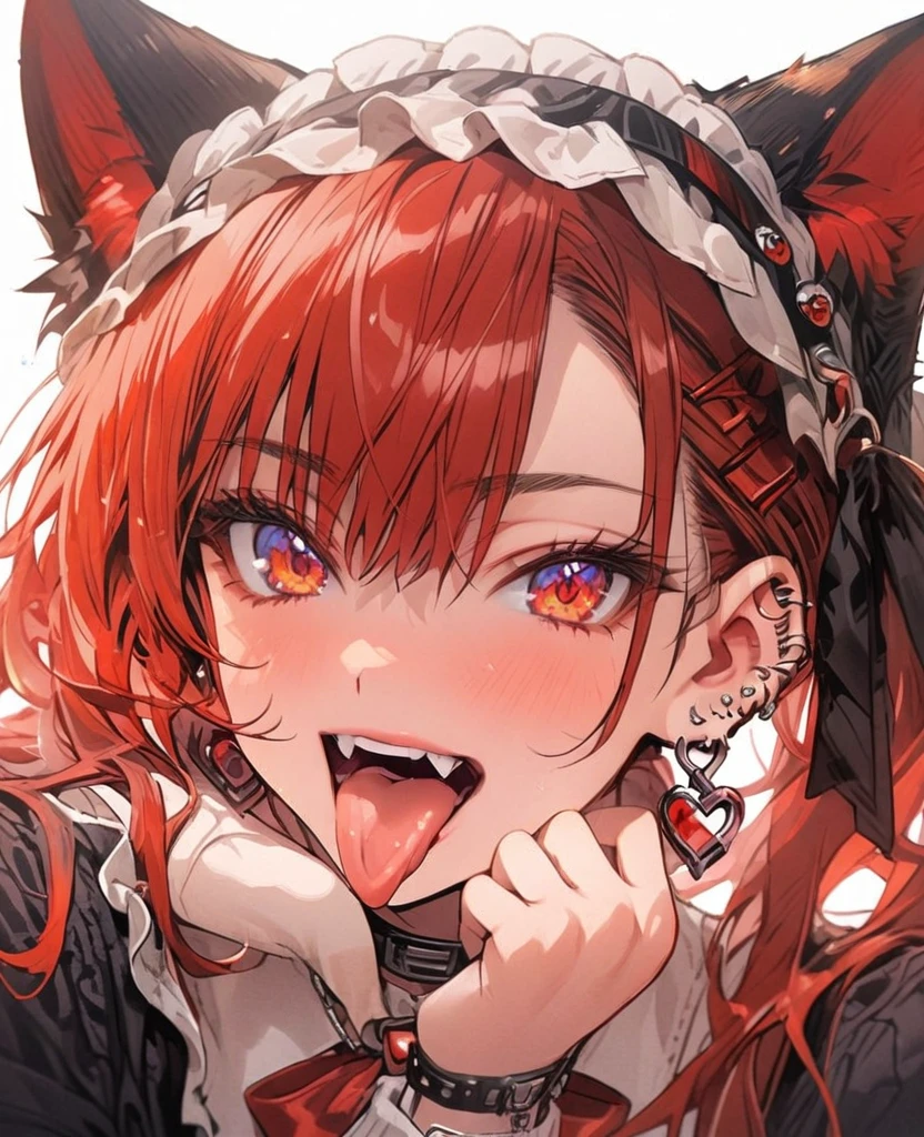 red, tongue,Gal,Earrings,red