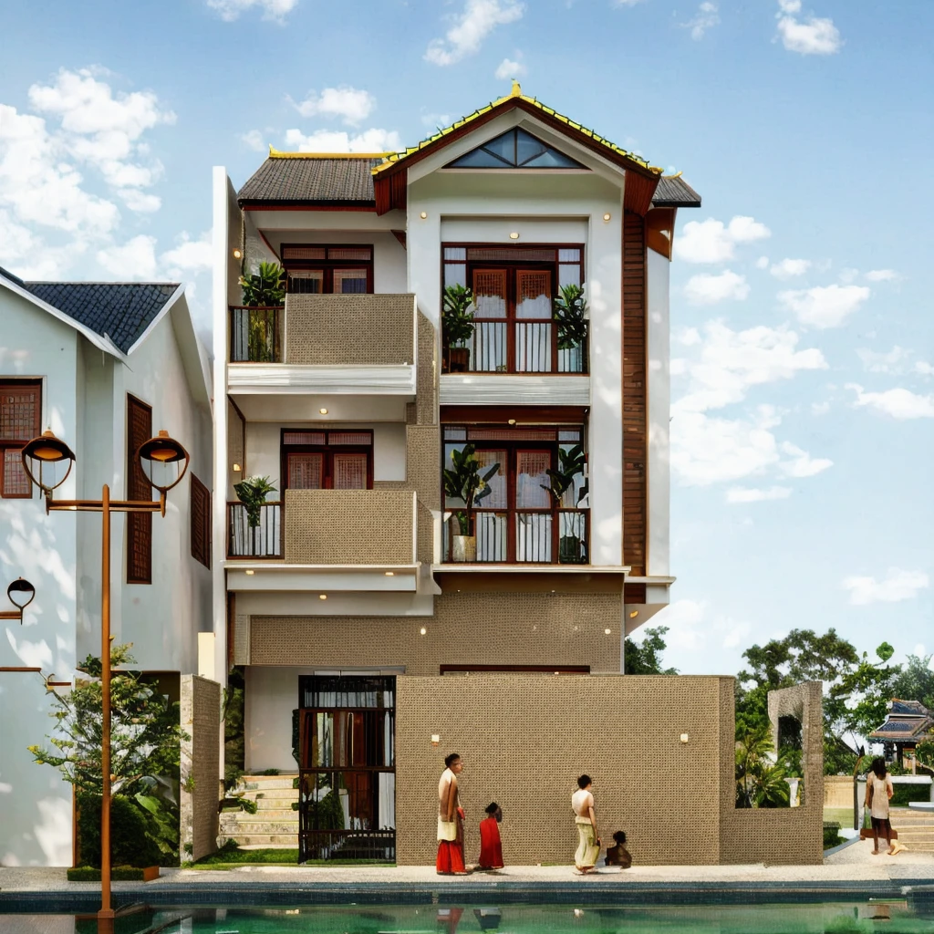 (masterpiece, best quality:1.2), indochina house, Indochina style