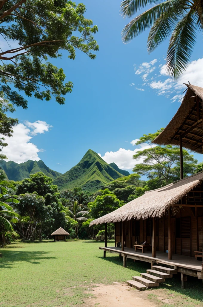 nipa hut landscape Philippine countryside