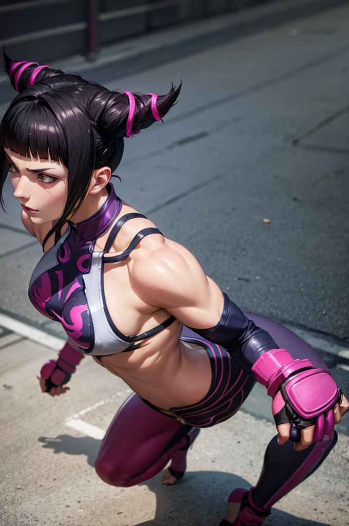 juri, street fighter, on the fighting ring, highly detailed, deep focused image, realistic full-lenght photo