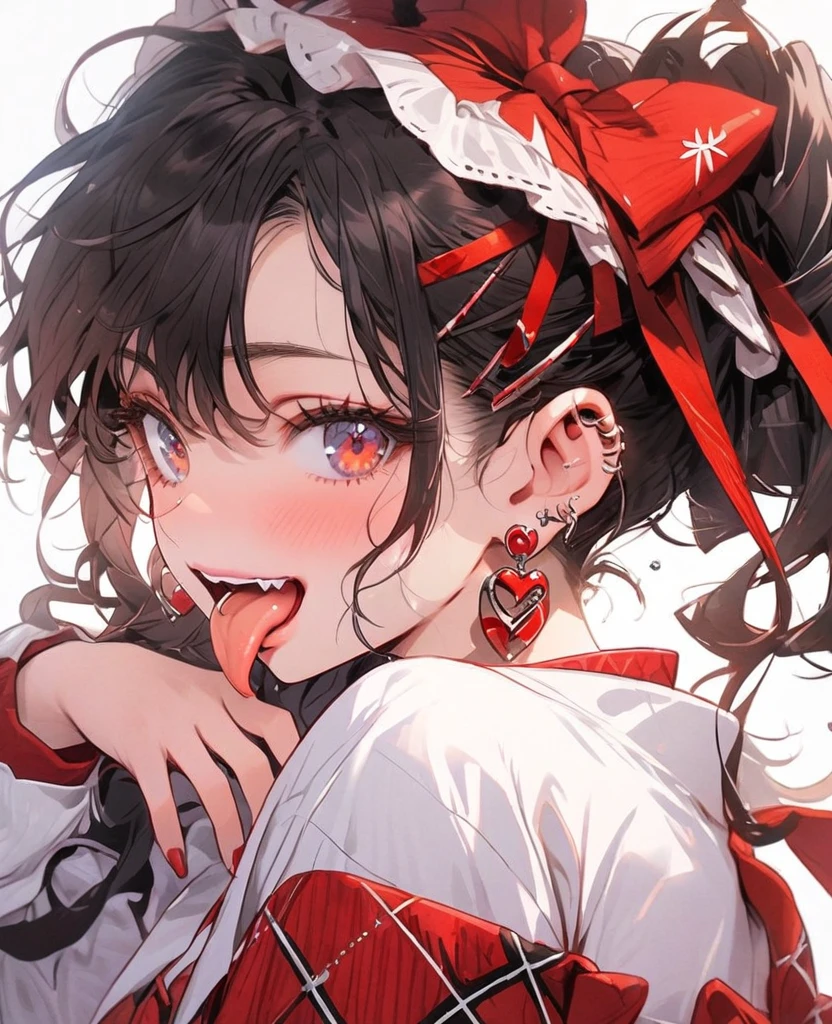 red, tongue,Gal,Earrings,red