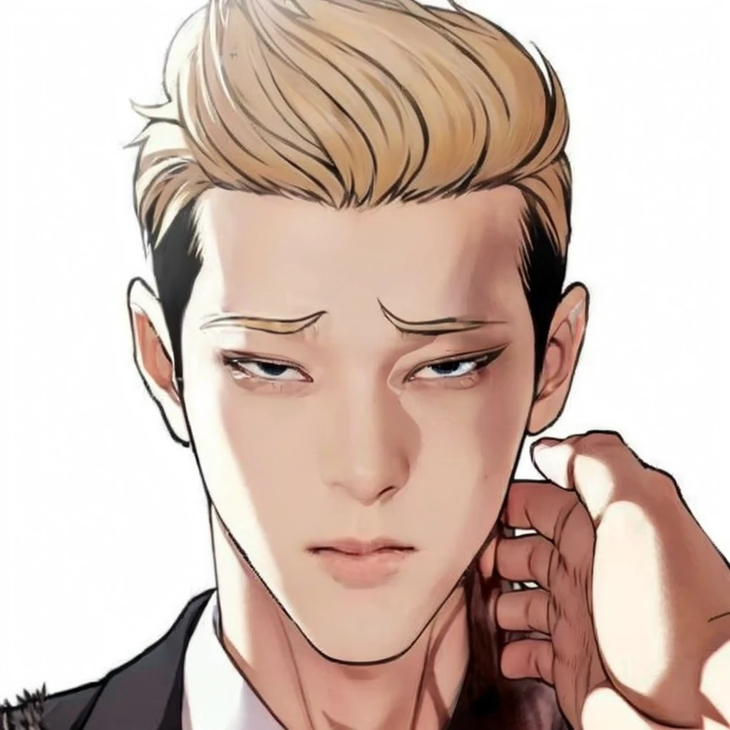 Guy with blond hair, blond, black suit, exactly the same hairstyle, realistic handsome face, realistic serious expression, adapts the same clothes, realistic black suit, realistic light, realistic shadows, Realistic super high resolution background. Photorealistic: 1.4, UHD.  Realistic，High Definition Without, Masterpiece, Best Quality, Ultra Detail, Best Shadow, Volumetric Lighting), Super High Quality, High Definition, 8K, Hyper Realistic Portrait, Photo Realistic, Dynamic Lighting, Volumetric Lighting, Highly Detailed Faces.